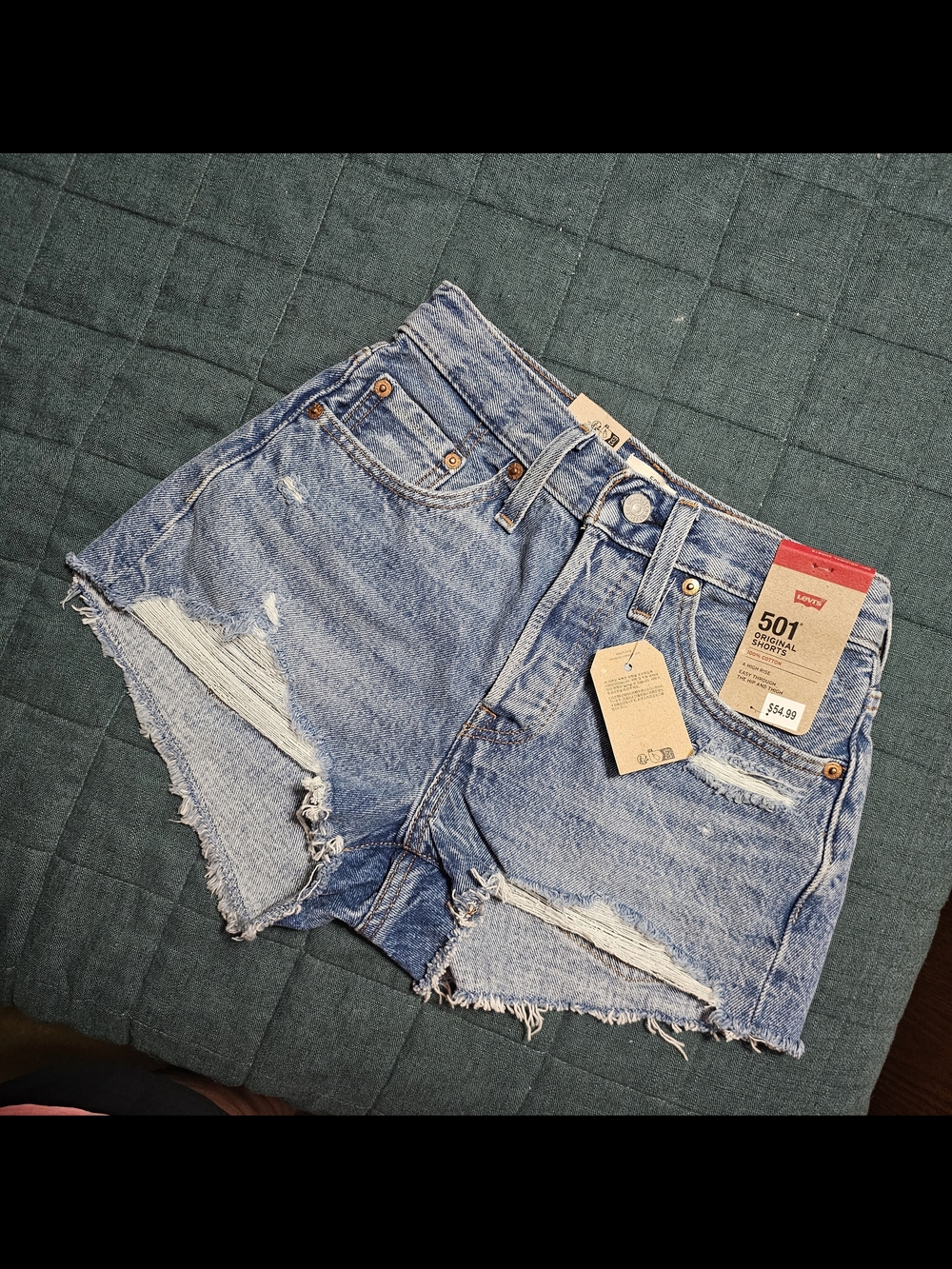 Levi's Distressed Light Blue 501 Jean Shorts